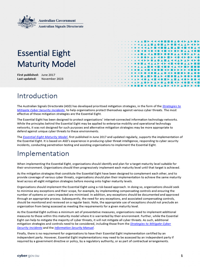 PROTECT - Essential Eight Maturity Model (November 2023) | PDF ...