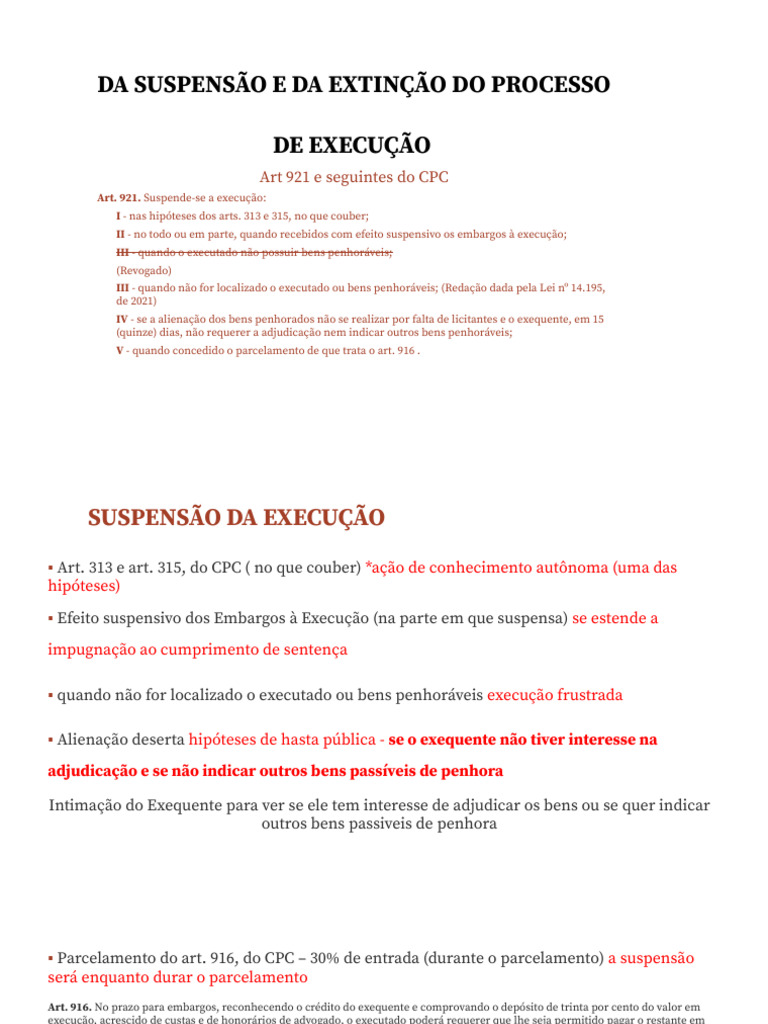 Da Suspensão e Extinção Do Processo de Execução | PDF | Estatuto de ...