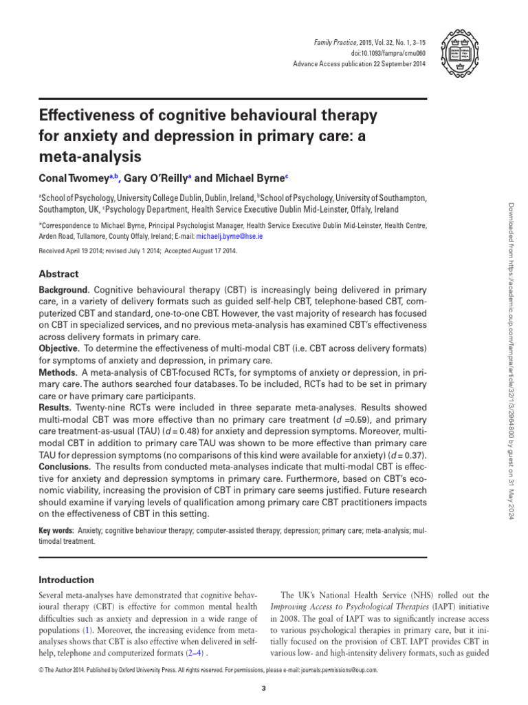 Cmu 060 | PDF | Cognitive Behavioral Therapy | Anxiety Disorder