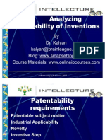 Analyzing Patentability of Inventions - A Presentation at NLSIU by Dr. Kalyan