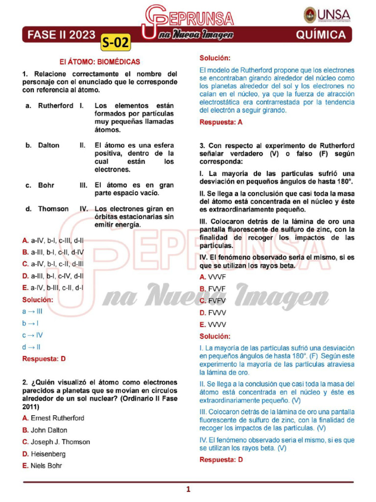S - 02 Química Ceprunsa 2da Fase | PDF