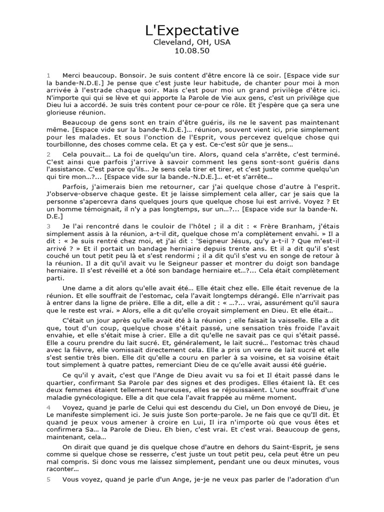 WILLIAM BRANHAM SERMON French-A - 50-0810 - A4-FullSheet | PDF | Saint ...