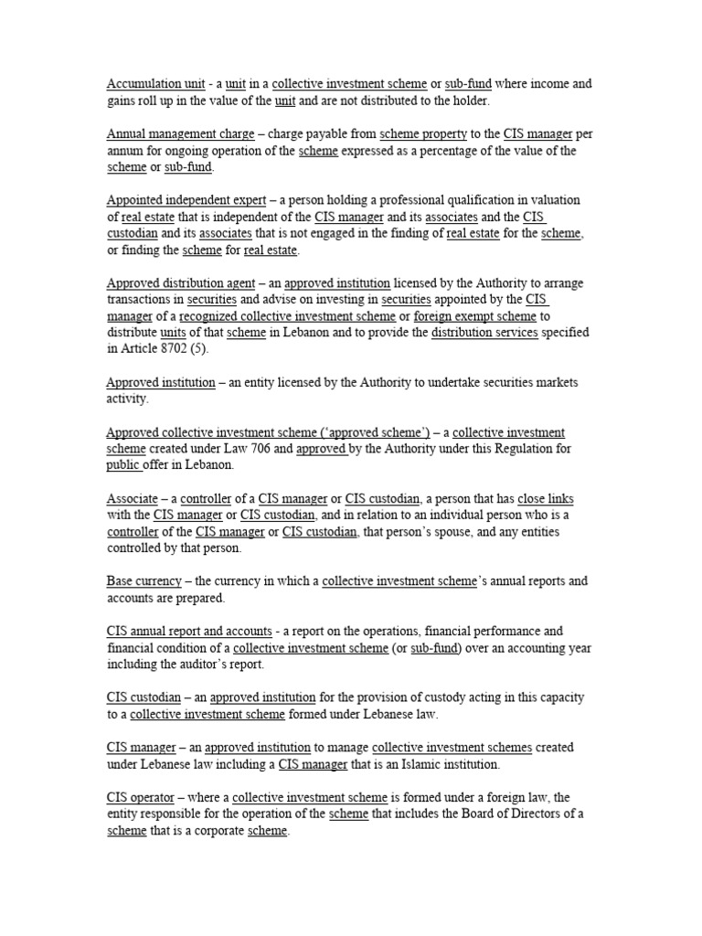 Glossary CMA PDF Investment Fund Securities (Finance)