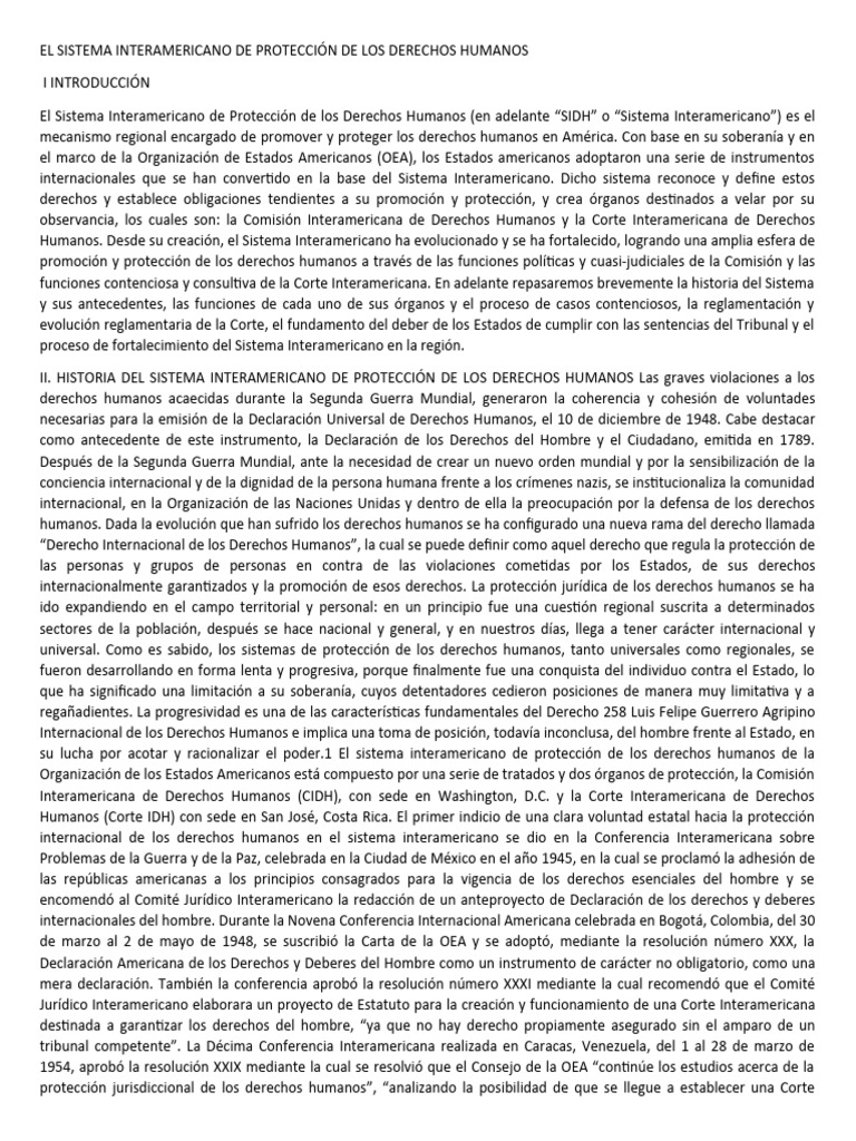 El Sistema Interamericano de Protección de Los Derechos Humanos | PDF ...