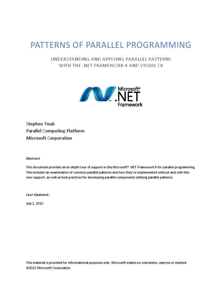 Patterns of Parallel Programming in C# | PDF