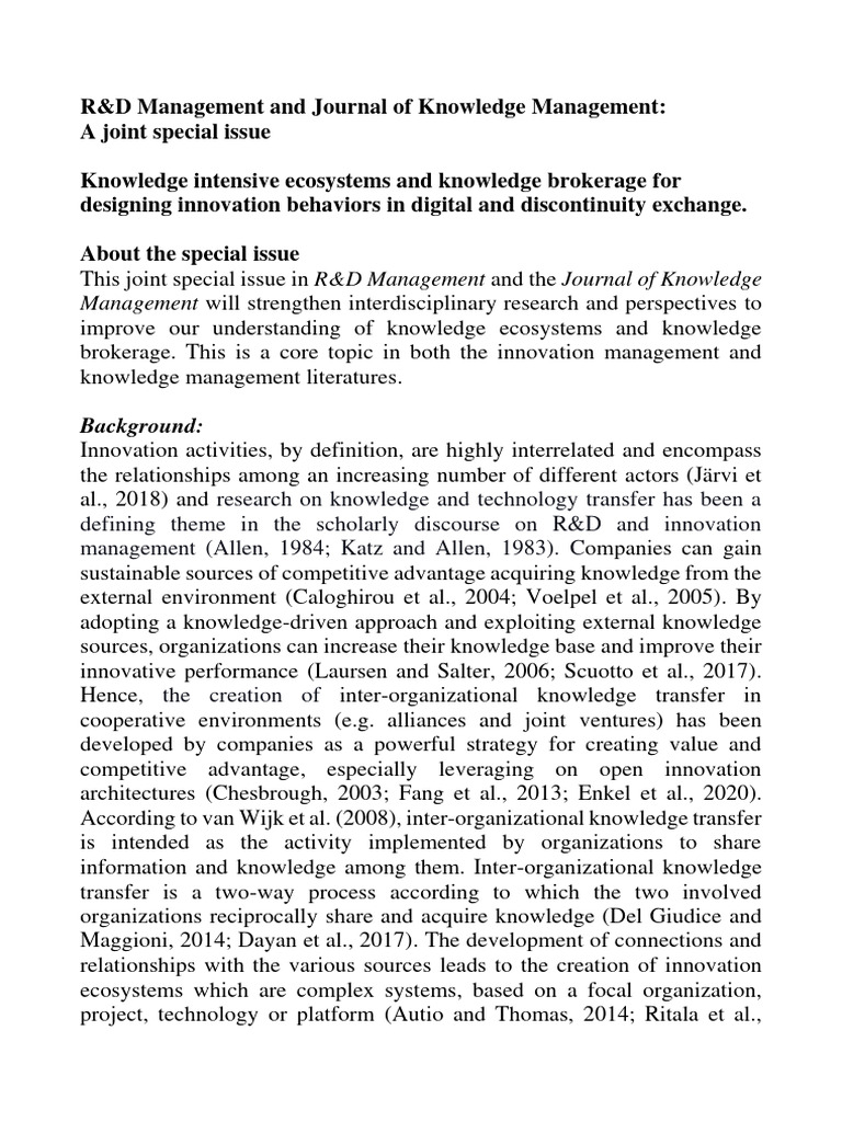 Knowledge Brokerage in Innovation Ecosystems | PDF | Innovation ...