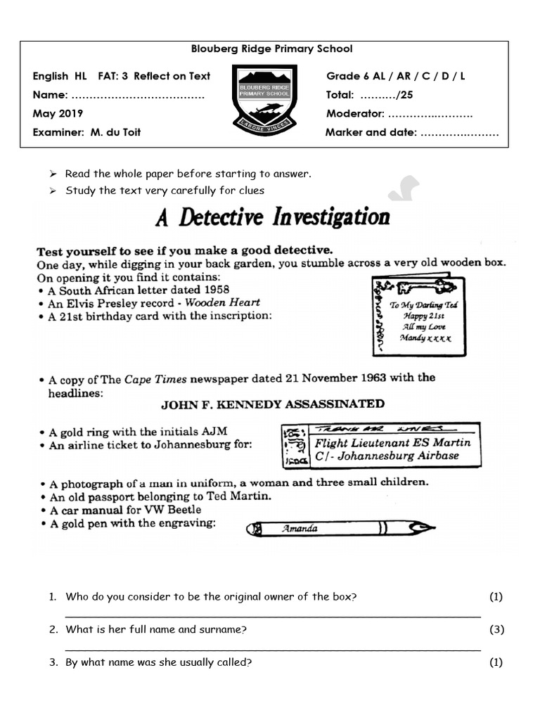 Grade 6 english hl and marking guidline may 2019 pdf
