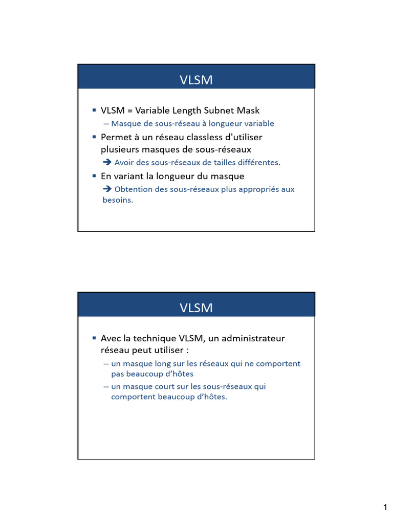 Comprendre le VLSM et l'IPv6 | PDF | I Pv6 | Adresse IP