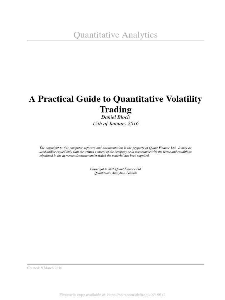 A Practical Guide To Quantitative Volatility Trading (2016) | PDF ...
