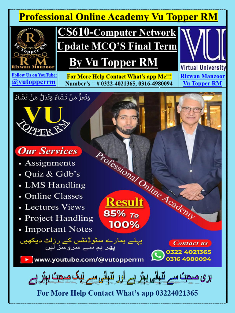 CS610 Mcqs FinalTerm by Vu Topper RM | PDF | Internet Protocols ...