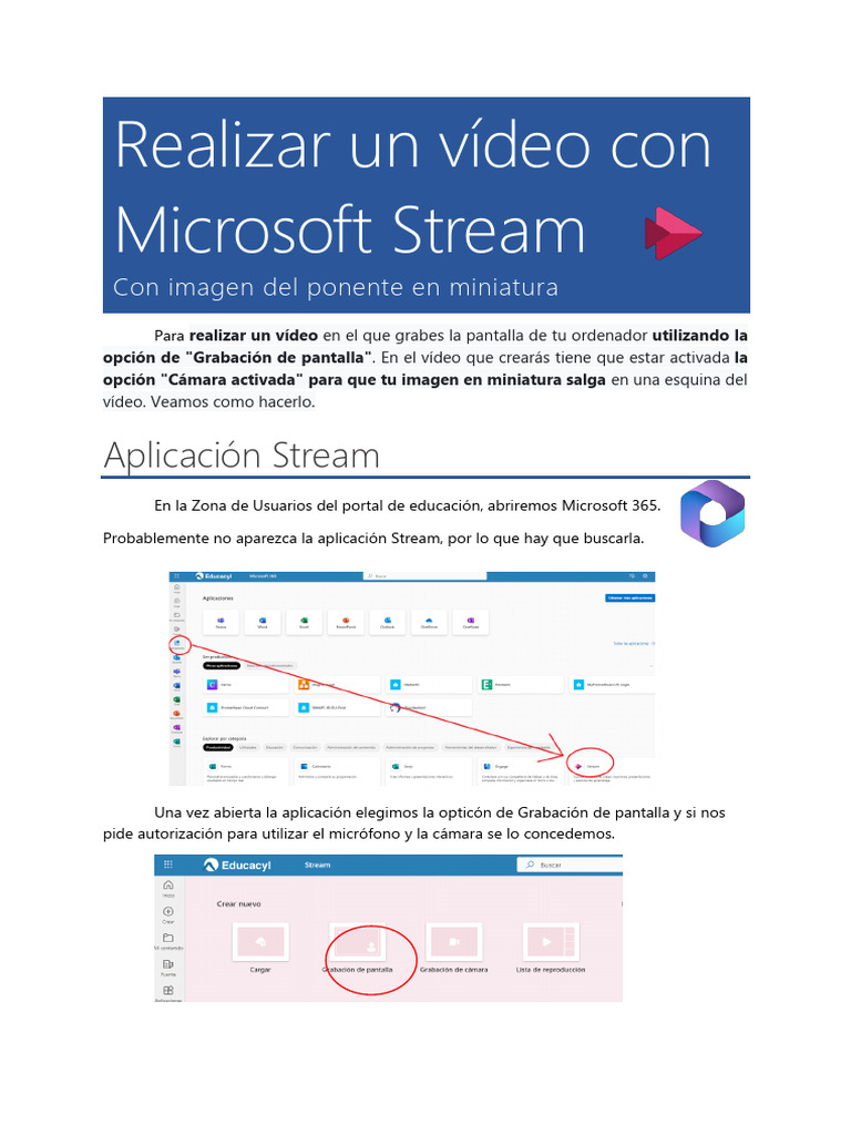 Graba Vídeos en Microsoft Stream | PDF | Juegos y actividades | Informática