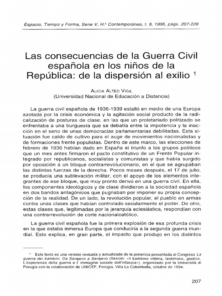 Impacto de la Guerra Civil en Niños | PDF | guerra civil Española | España