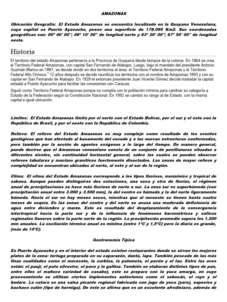 Geografía y Gastronomía del Amazonas | PDF | Ciencias de la Tierra