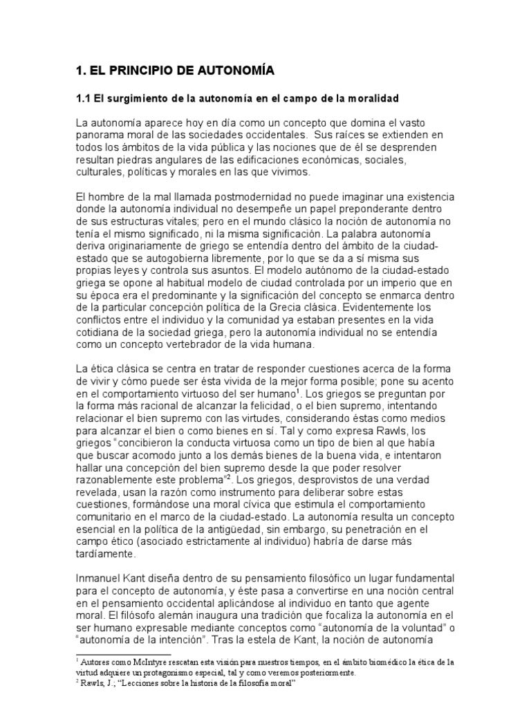Autonomía Bioética: Orígenes y Desarrollo | PDF | Moralidad | Immanuel Kant