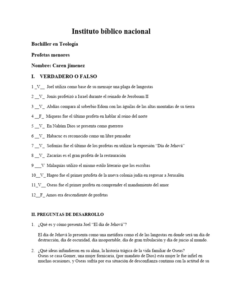 Los 12 Profetas Menores en la Biblia | PDF | Doce profetas menores ...
