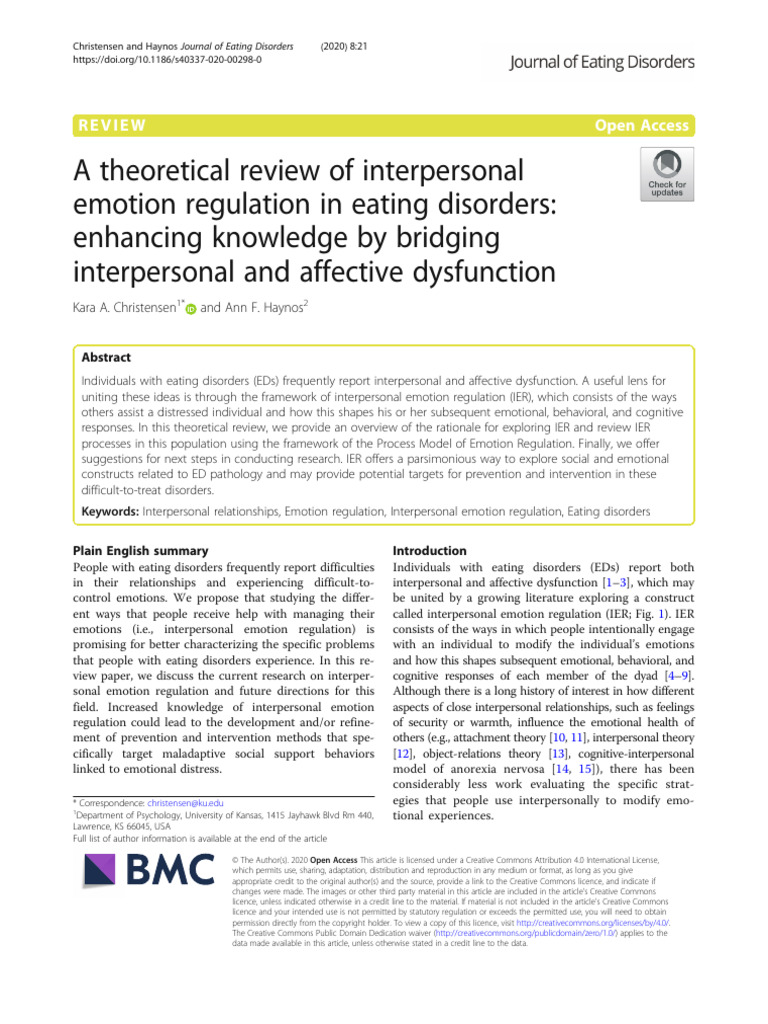 A Theoretical Review of Interpersonal Emotion Regulation | PDF ...