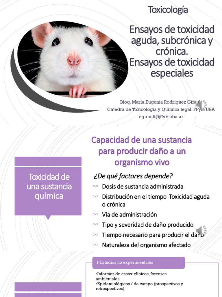 Ensayos de Toxicidad Aguda, Subcrónica y Crónica. Ensayos de Toxicidad