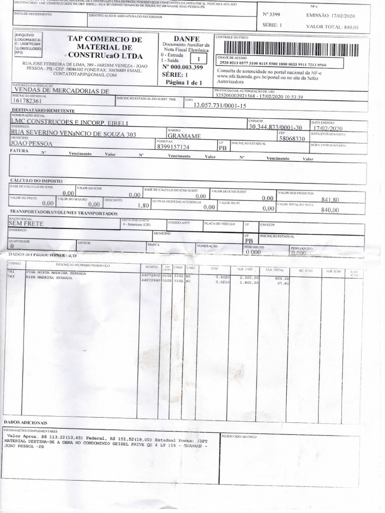NF 3399 - Tapajos | PDF