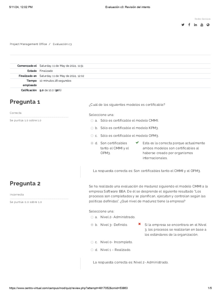Evaluación c3 - Revisión Del Intento | PDF | Software | Gestión de ...