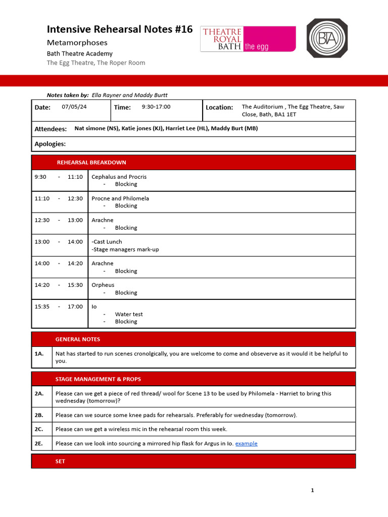 16 Meta Rehearsal Notes | PDF | Mythology Of Central Greece