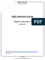 Definitions - Organic Chemistry II - AQA Chemistry a-level