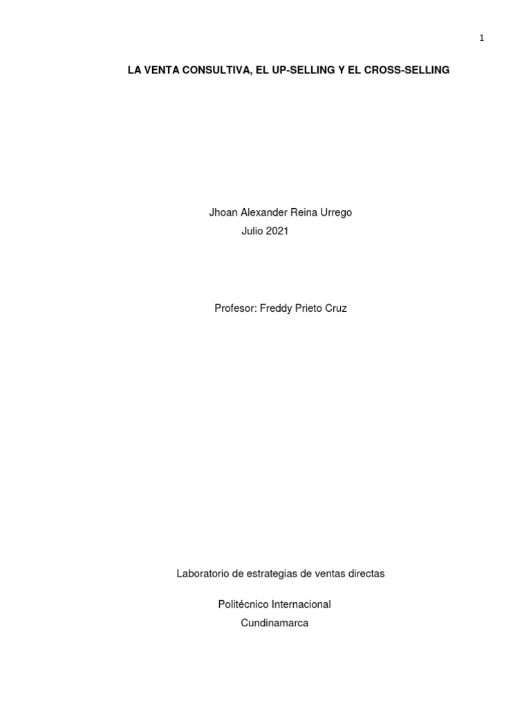 Venta Consultiva: Up-Selling y Cross-Selling | PDF | Marketing | Cliente