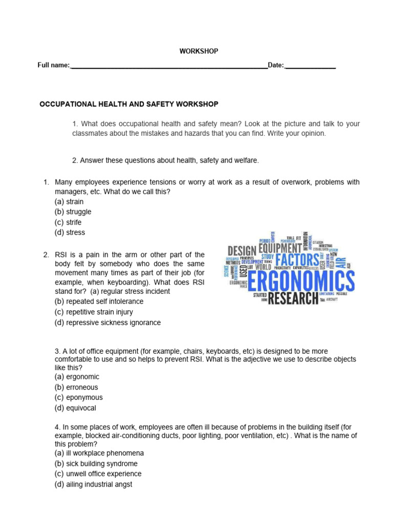 Workshop Occupational Health and Safety | PDF | Occupational Safety And ...