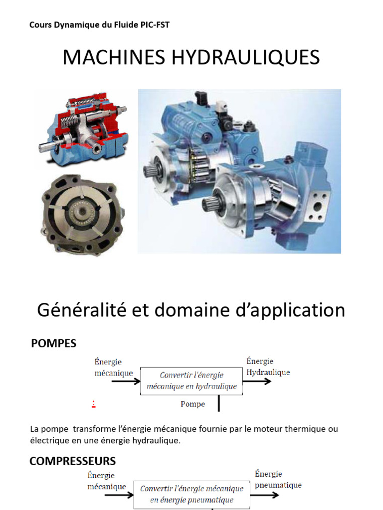 Machines Hydrauliques : Pompes et Compresseurs | PDF | Pompe | Piston