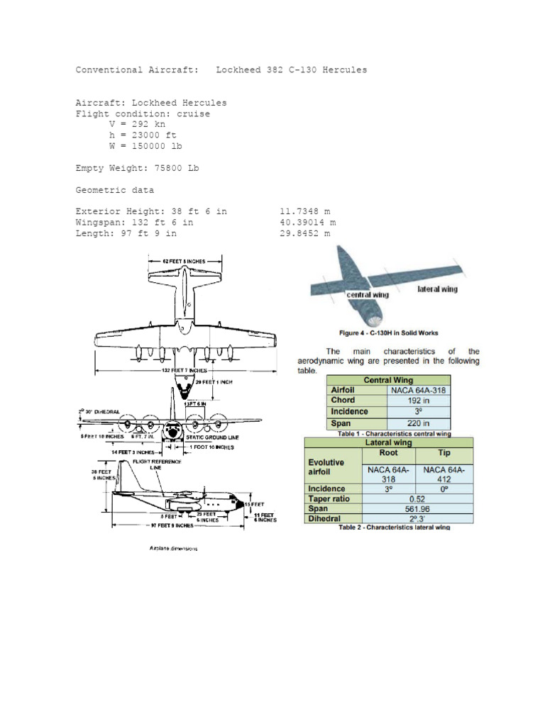 C-130 Hercules Specifications Overview | PDF | Airfoil | Wing ...