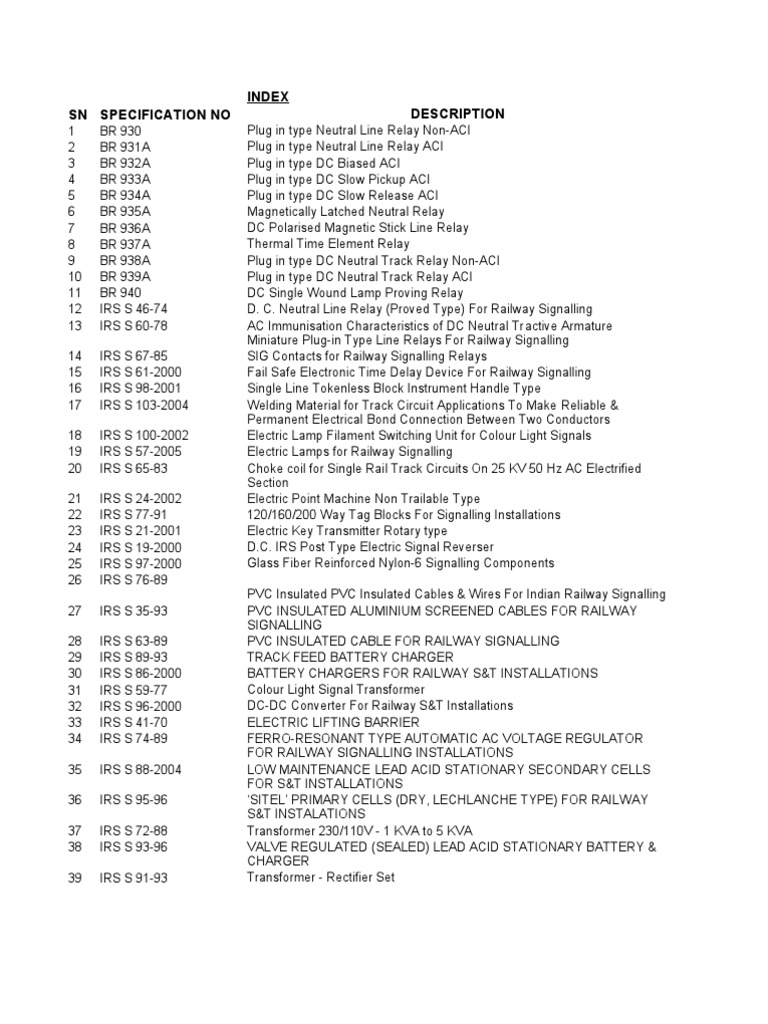 RDSO Specifications for Railway Signalling | PDF | Relay | Electric Motor