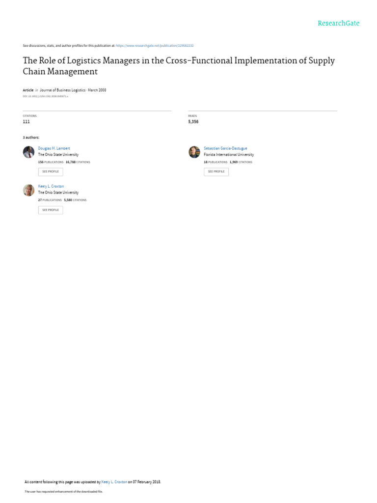 Logistics Managers in Supply Chain Roles | PDF | Supply Chain | Logistics