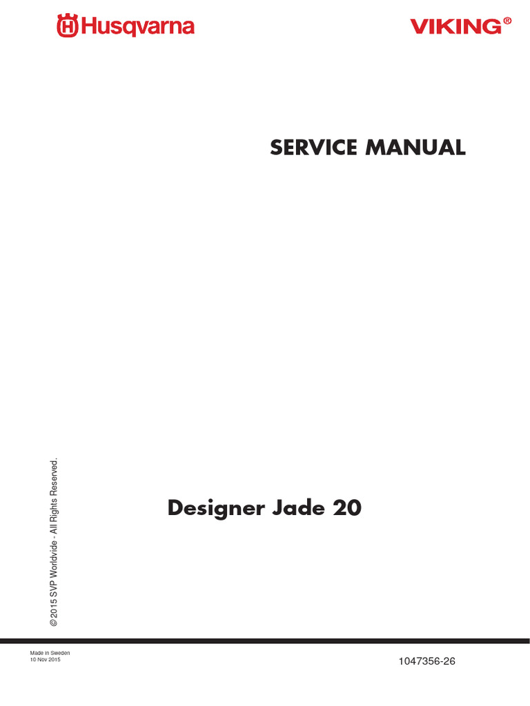 Husqvarna Viking Jade 20 Service Manual | PDF | Sewing Machine | Belt ...