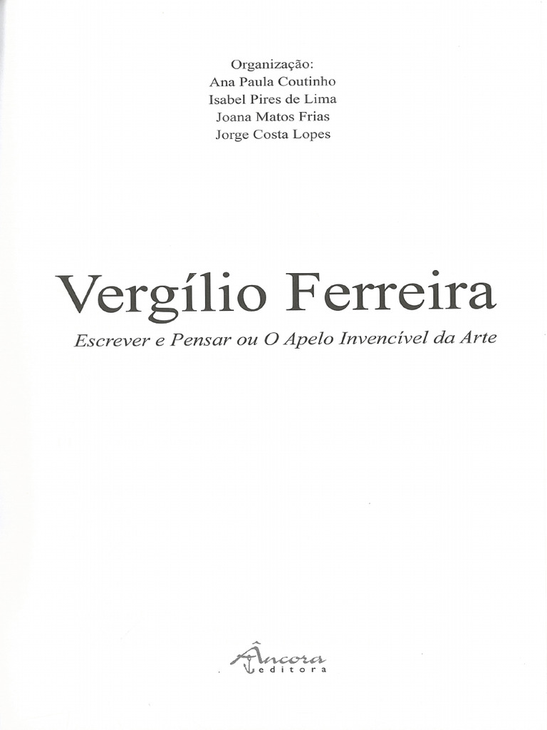 Vergilio Ferreira Escrever e Pensar Excerto | PDF