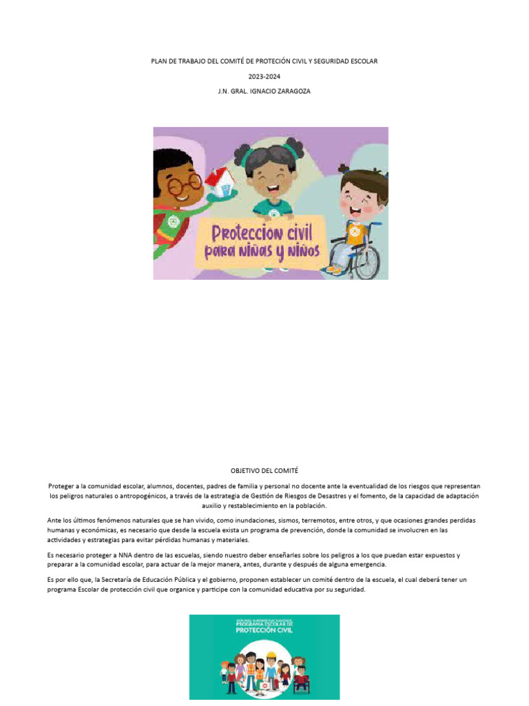 Plan de Trabajo Protección Civil Escolar | PDF | Defensa Civil