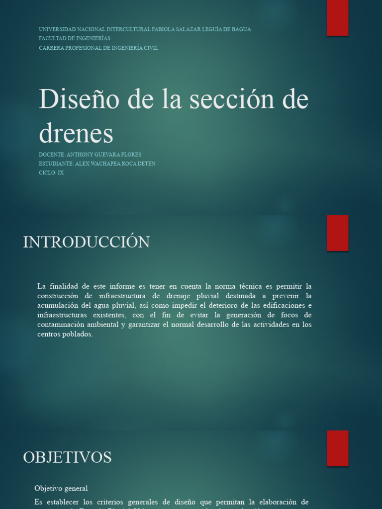 Diseño de Drenes para Aguas Pluviales | PDF | Drenaje | Agua