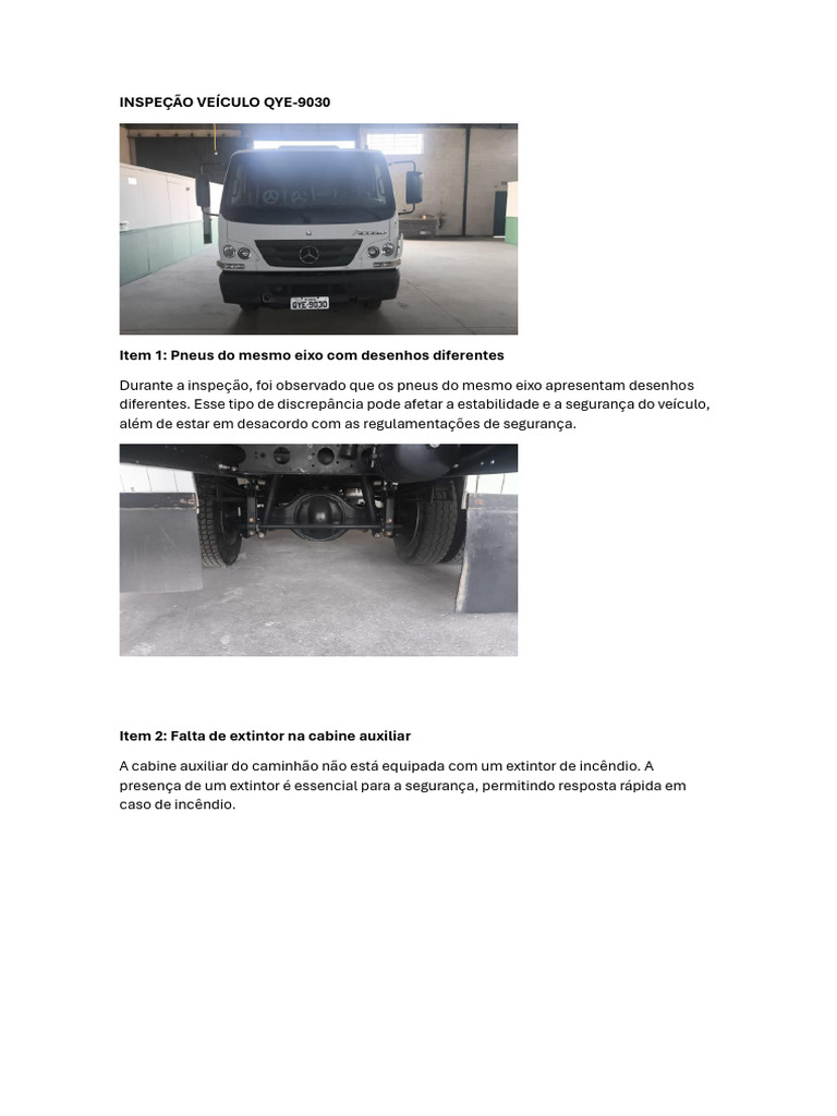 Inspeção de Segurança do Veículo QYE-9030 | PDF
