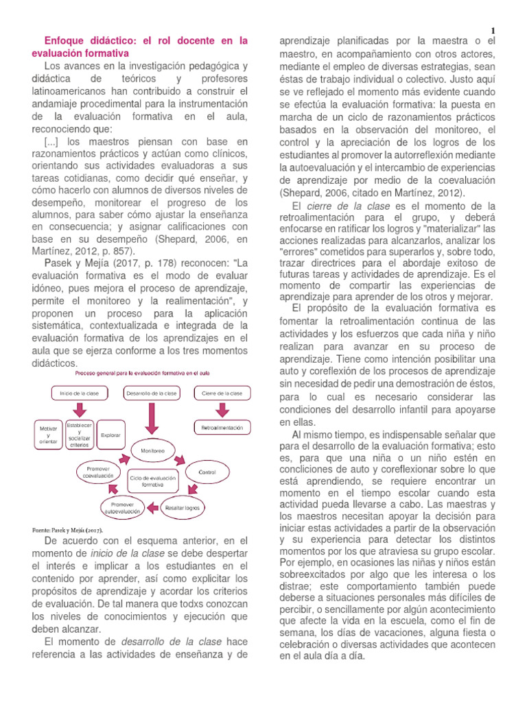 Rol del docente en la evaluación formativa | PDF | Evaluación | Aprendizaje