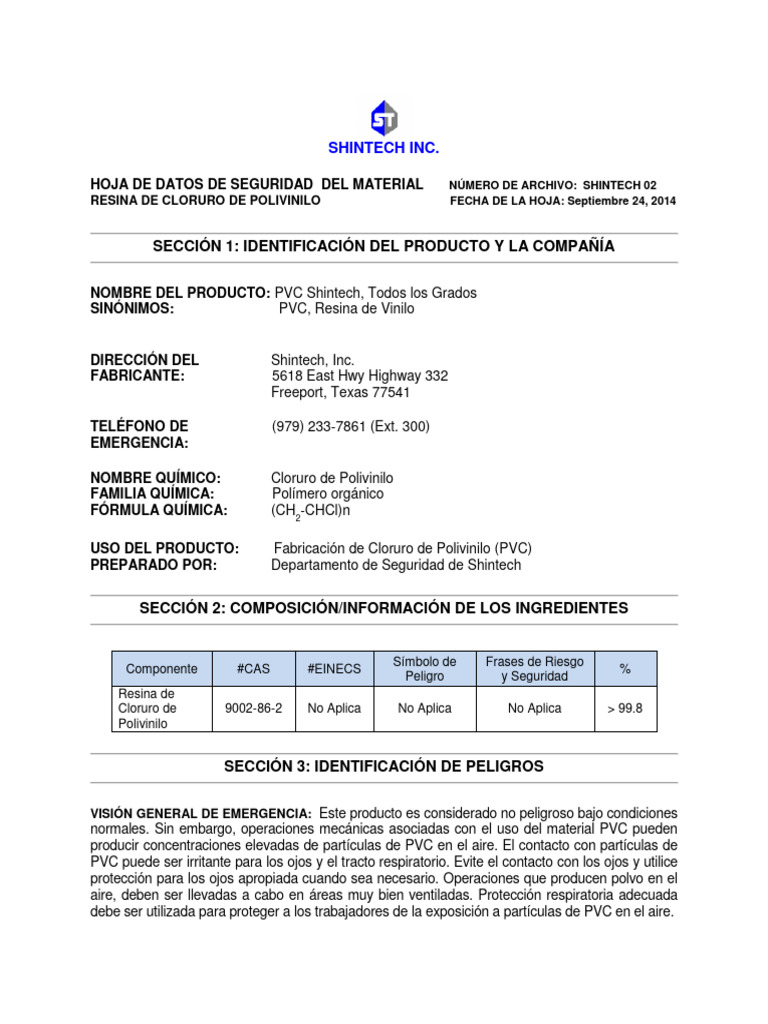 Resina PVC HDS | PDF | Cloruro de polivinilo | Agua