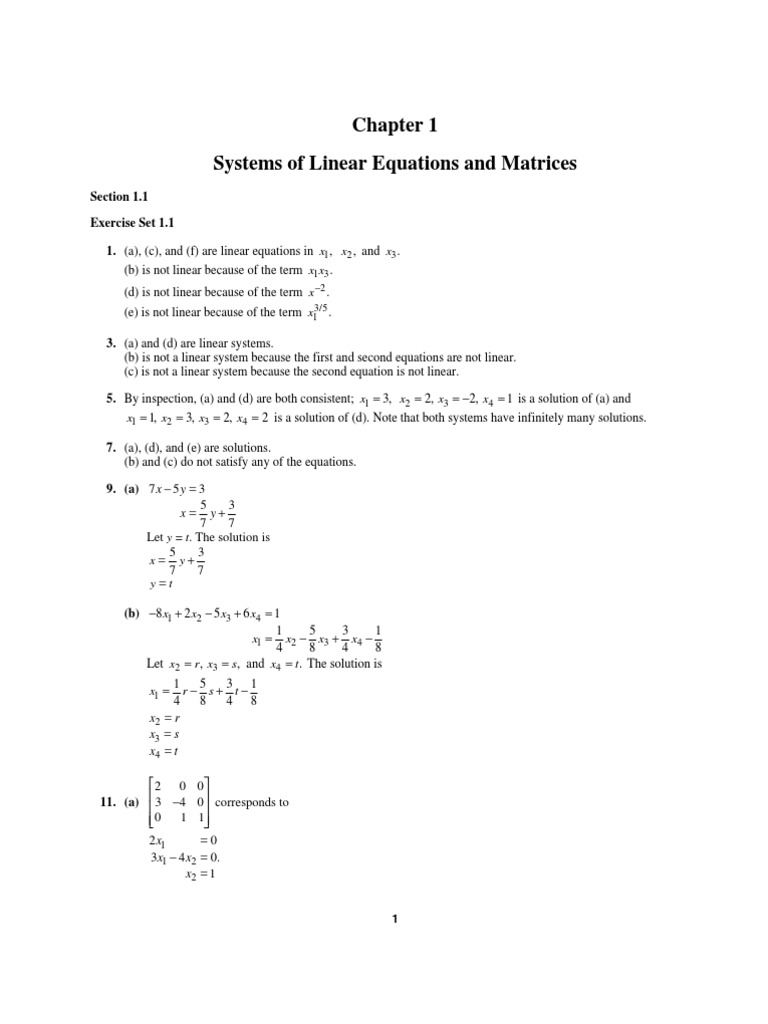 Anton - Elementary Linear Algebra With Applications 10e Student Solutions  Manual | Matrix (Mathematics) | Equations