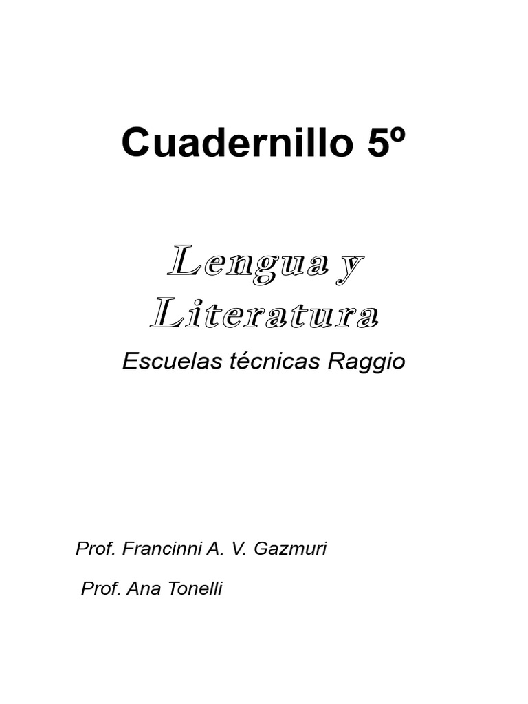 Cuadernillo Lengua y Literatura 5to | PDF | Cuentos | Fantasía