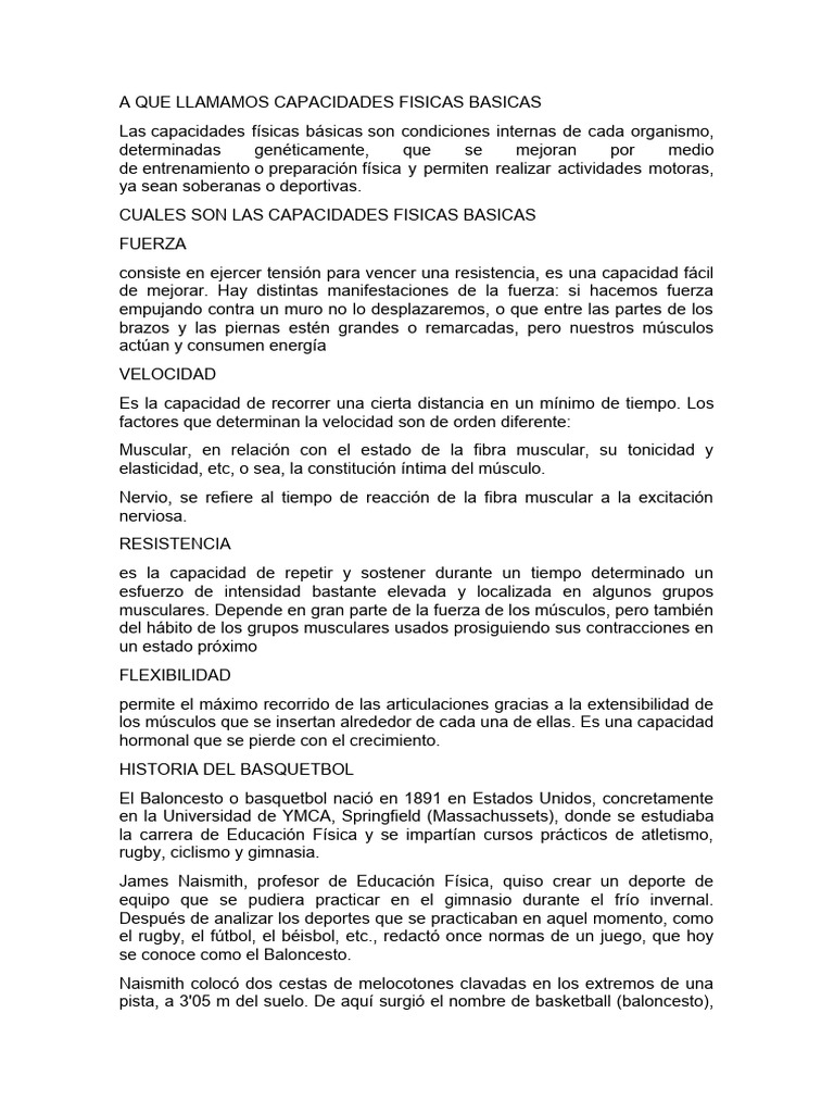A Que Llamamos Capacidades Fisicas Basicas | PDF | Músculo | Deportes