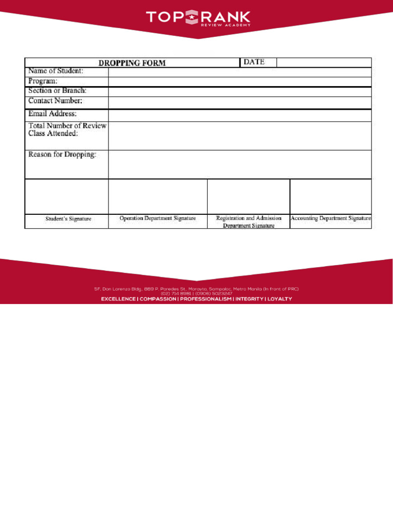 Dropping form 1 pdf