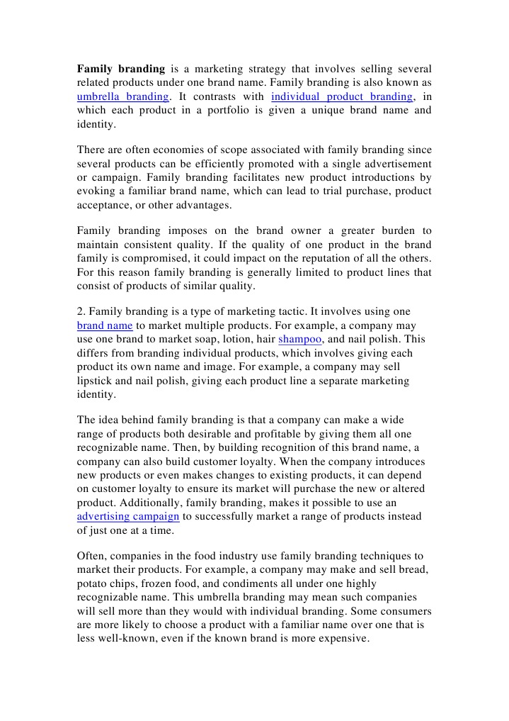 Family Branding Brand Marketing