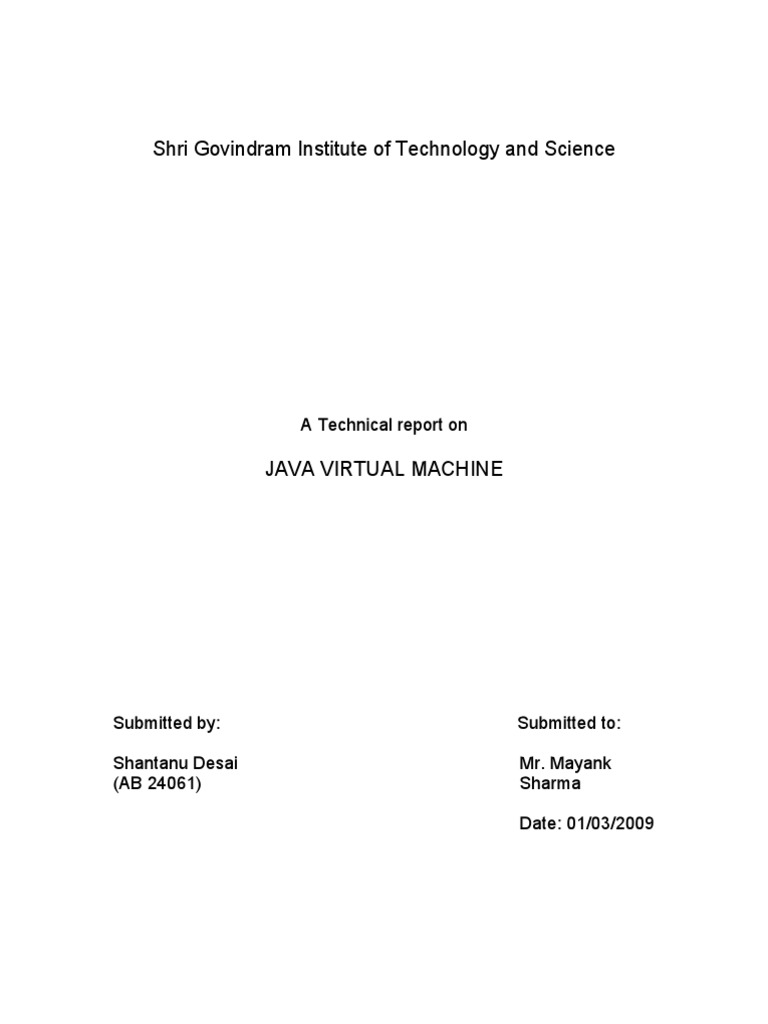 Java Virtual Machine Technical Report | PDF | Java Virtual Machine ...