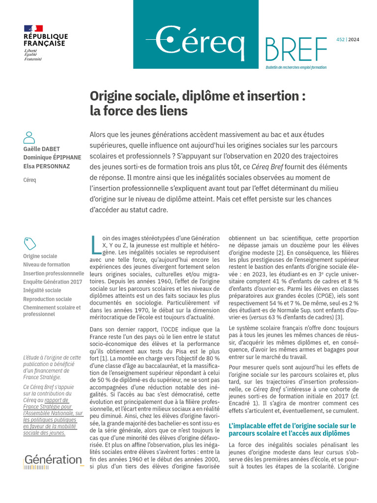 Bref 452-Web 0 | PDF | France | Niveaux d'enseignement