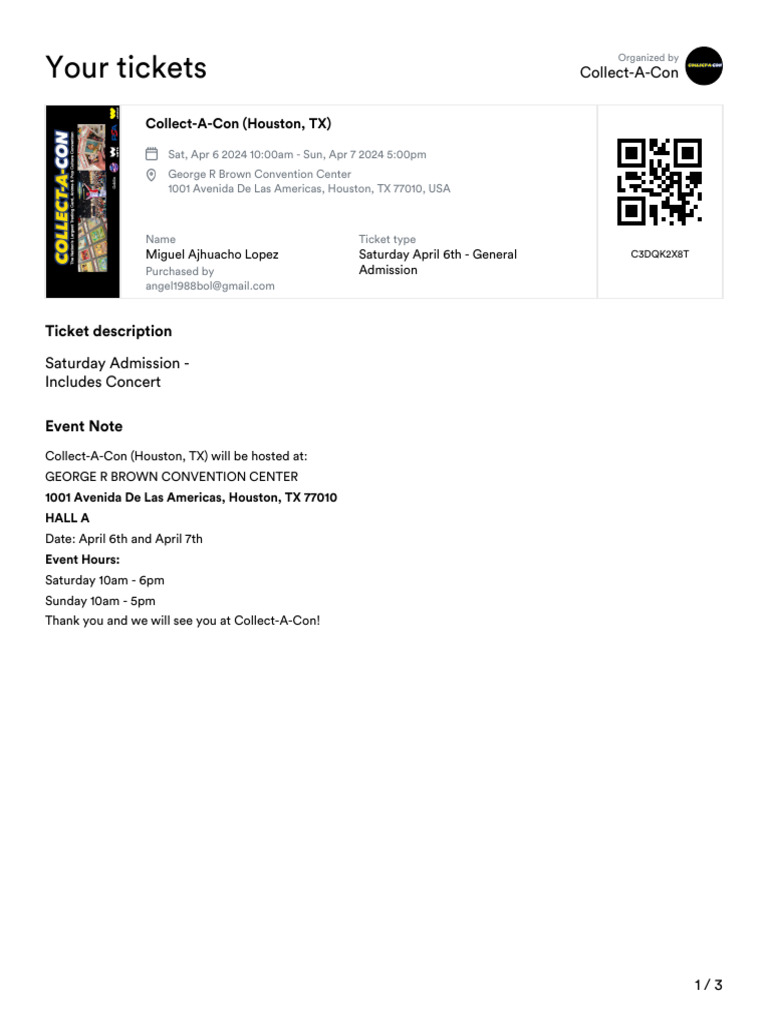 Collect-A-Con Houston Ticket Details | PDF | Annual Percentage Rate ...