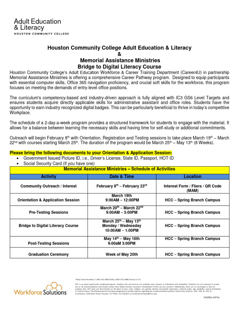 HCC-MAM One Pager - Bridge To Digtal Literacy March 2024 | PDF ...
