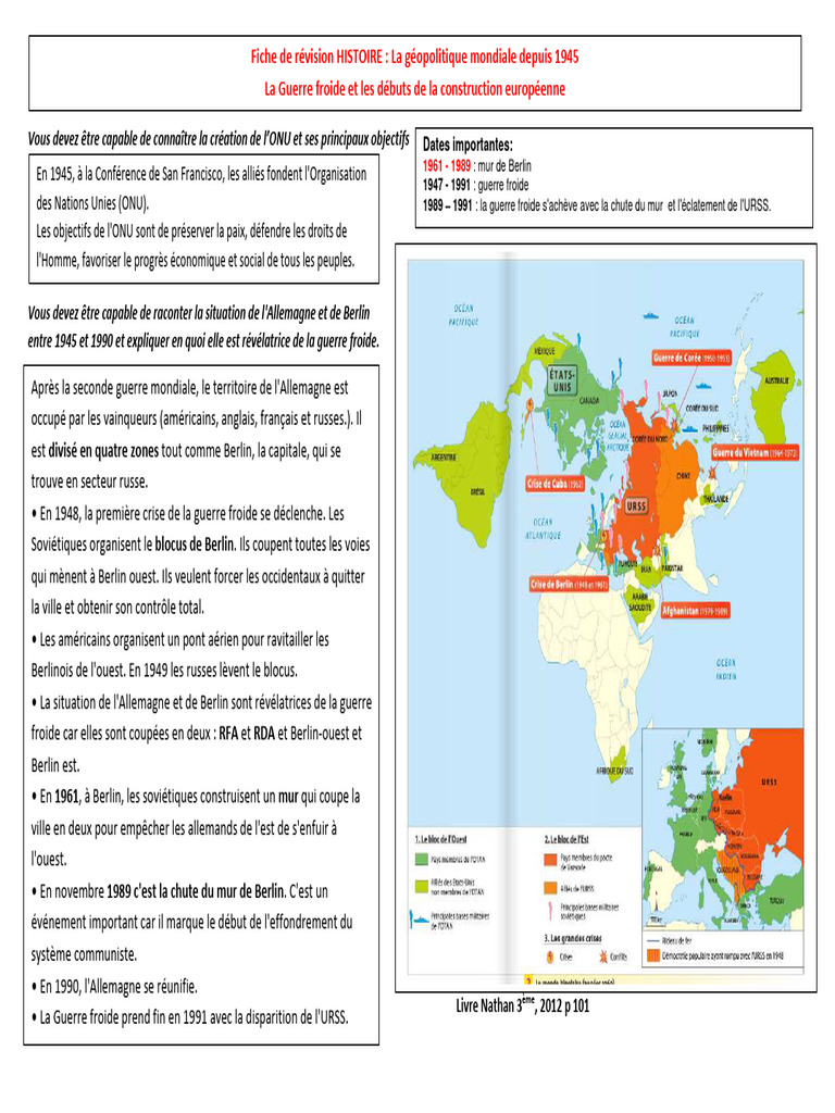 Histoire de l'ONU et de la Guerre froide | PDF | Guerre froide | Bloc ...