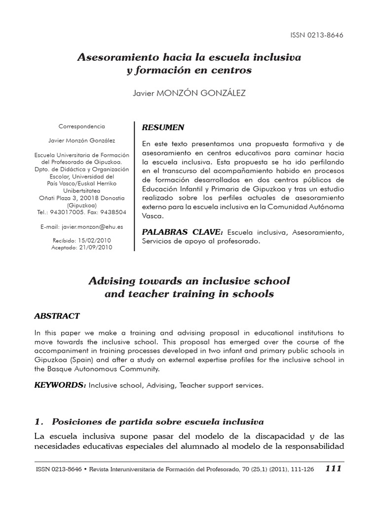 Formación para una escuela inclusiva | PDF | Plan de estudios | Maestros