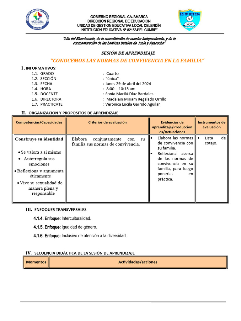 Normas de Convivencia Familiar en Clase | PDF | Evaluación ...